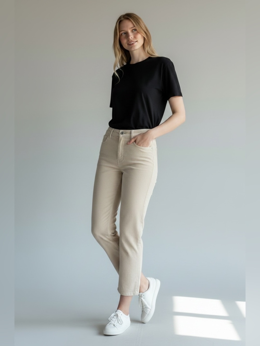 J. Crew Cream Straight-Leg Women's Corduroy Pants